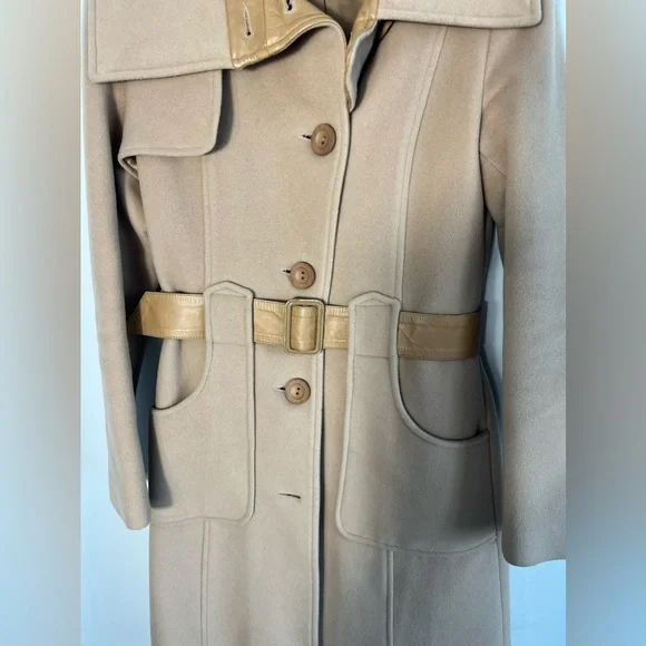 Mackage tan wool leather coat with buttons and pockets XS - Picture 4 of 15